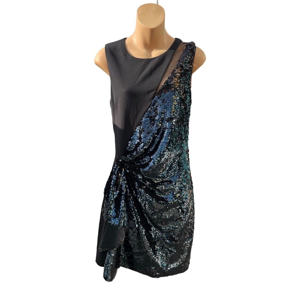 Parker Black Size S Sequin Sleeveless Mesh Cocktail Prom Dress NWT